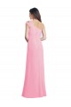Single Shoulder Chiffon Bridesmaid Dress with Draped Bodice UK