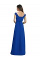 Draped Shoulder V-Neck Long Chiffon Bridesmaid Dress UK