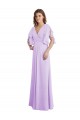 A-Line Draped Chiffon Bridesmaid Dress with V-Neck and Split Sleeves UK
