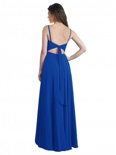 Draped High Low Chiffon Bridesmaid Dress with Cross Over Bodice UK