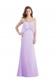 Scoop Neck Long Chiffon Bridesmaid Dress with Cross Over Neckline Flounce UK
