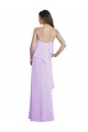 Scoop Neck Long Chiffon Bridesmaid Dress with Cross Over Neckline Flounce UK