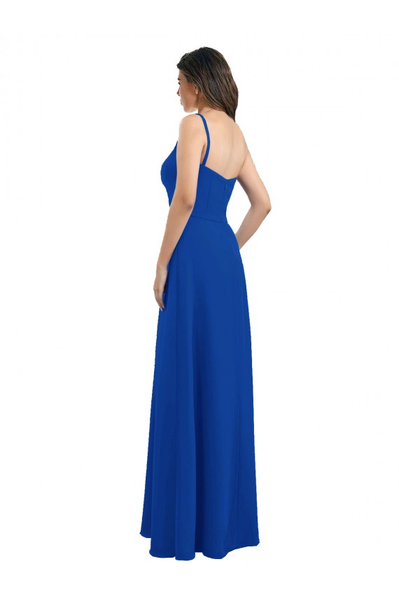 One Shoulder A-Line Chiffon Bridesmaid Dress with Pleated Bodice UK
