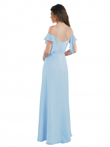 Cold Shoulde Chiffon Bridesmaid Dress with Wrap Bodice UK