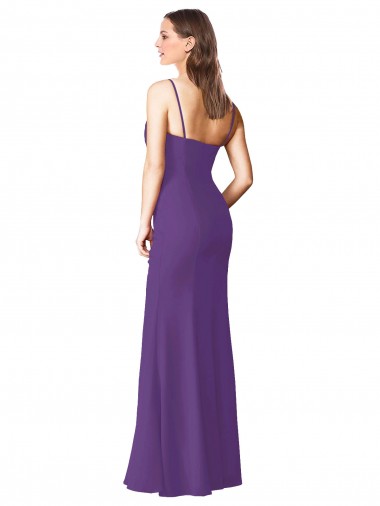 Strapless Chiffon Bridesmaid Dress with Pleated Wrap Bodice and Side Slit UK