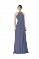 Halter Neck Ruched Bodice Chiffon Bridesmaid Dress UK