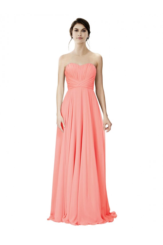 Strapless Chiffon Bridesmaid Dress with Ruched Sweetheart Neckline UK