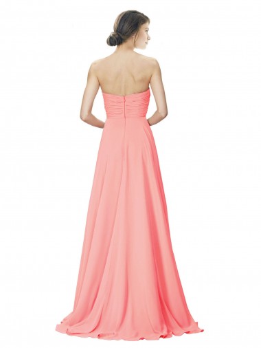Strapless Chiffon Bridesmaid Dress with Ruched Sweetheart Neckline UK