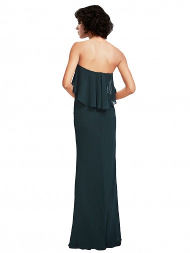 Strapless Chiffon Bridesmaid Dress with cascading Flounce Crop Top Bodice UK