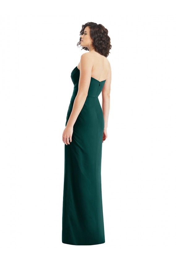 Twist Front Draped Chiffon Bridesmaid Dress with Slit UK