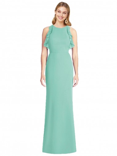 Jewel Neck Mermaid Open Back Chiffon Bridesmaid Dress UK