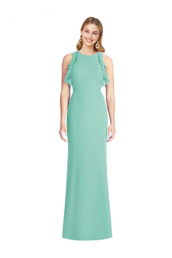 Jewel Neck Mermaid Open Back Chiffon Bridesmaid Dress UK