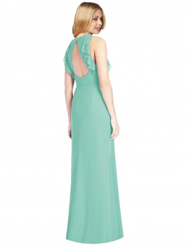 Jewel Neck Mermaid Open Back Chiffon Bridesmaid Dress UK