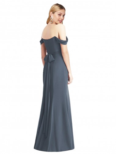 Off the Shoulder Criss Cross Bodice Trumpet Chiffon Bridesmaid Dress UK