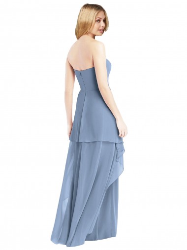Strapless Chiffon Bridesmaid Dress with Skirt Overlay UK