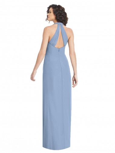 V-Neck Halter Back Straps Chiffon Formal Bridesmaid Dress UK