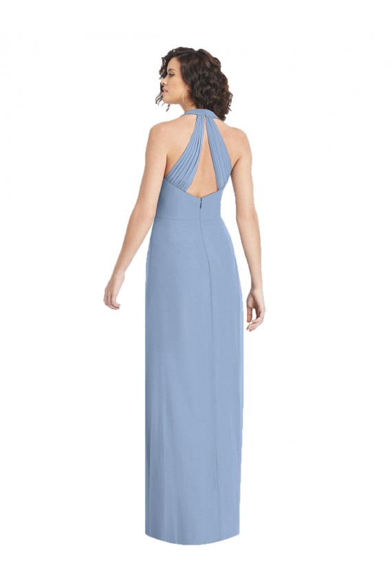 V-Neck Halter Back Straps Chiffon Formal Bridesmaid Dress UK