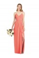 Spaghetti Strap Draped Skirt Chiffon Bridesmaid Dress with Front Slit UK