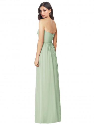 Strapless Sweetheart All-Over Shirring Chiffon Bridesmaid Dress UK