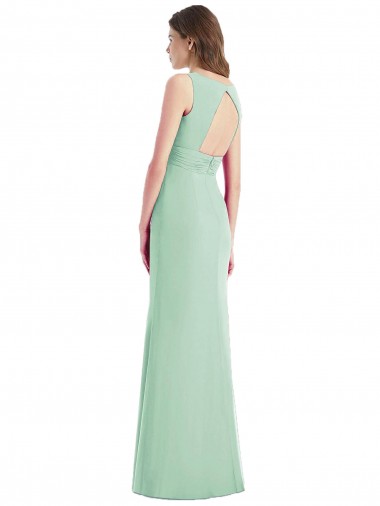 Sleek Open Back Chiffon V-Neck Bridesmaid Dress UK