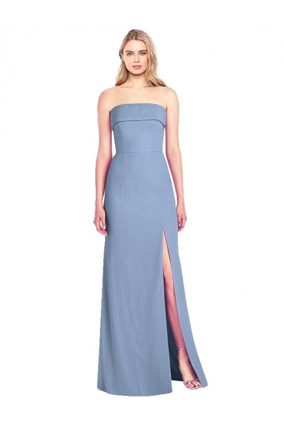 Trumpet Full Length Strapless Chiffon Bridesmaid Dress with Slit UK