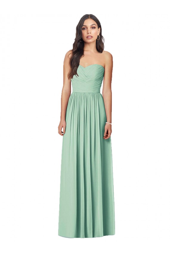 Draped Sweetheart Strapless Long Chiffon Bridesmaid Dress UK