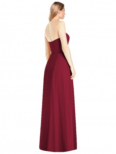 Strapless Notch Chiffon Maxi Bridesmaid Dress UK
