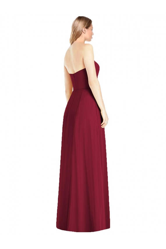 Strapless Notch Chiffon Maxi Bridesmaid Dress UK