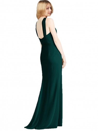 Sleek Full-Length Twist Halter Chiffon Bridesmaid Dress UK