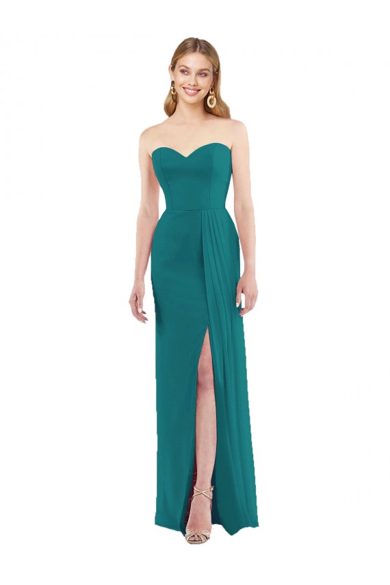 Sweetheart Neckline Lux Chiffon Bridesmaid Dress with Side Slit UK