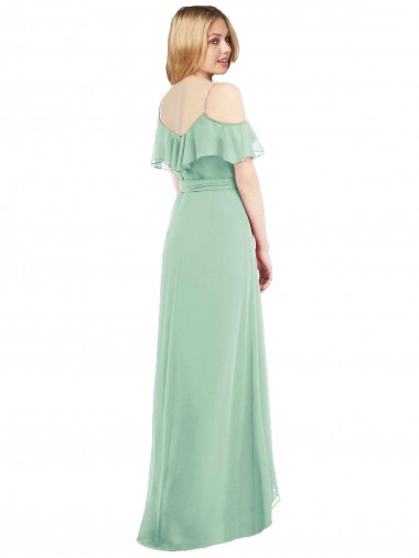 High Low Off the Shoulder Wrap Chiffon Bridesmaid Dress  UK