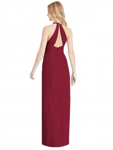 V-Neck Halter Chiffon Maxi Formal Bridesmaid Dress Open Back UK