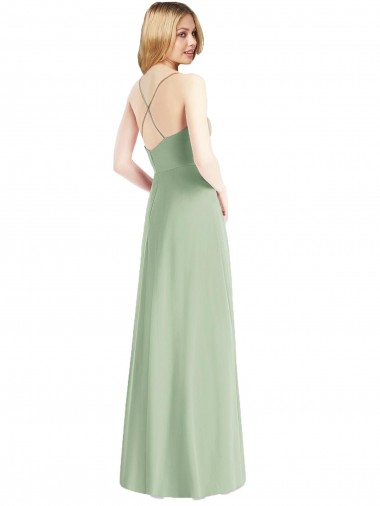 Cowl Neck Criss Cross Back Chiffon Maxi Bridesmaid Dress UK