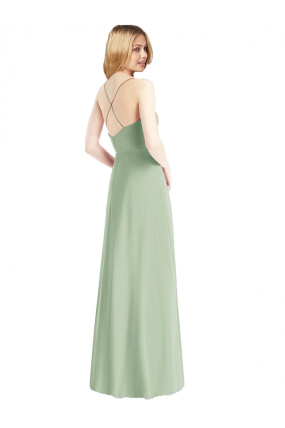 Cowl Neck Criss Cross Back Chiffon Maxi Bridesmaid Dress UK