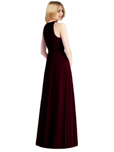Sleeveless Halter Chiffon Maxi Bridesmaid Dress UK