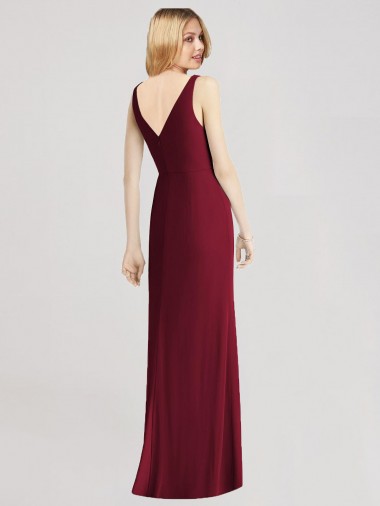 Sleeveless V-Back Long Trumpet Chiffon Bridesmaid Dress UK