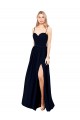 Draped A-Line Chiffon Formal Bridesmaid Dress with Spaghetti Straps and High Slit UK