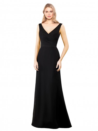 V-Neckline Chiffon Bridesmaid Dress / Prom Dress with Draped Bodice UK
