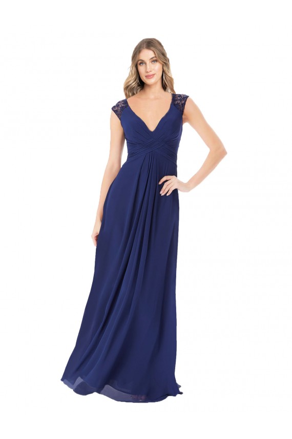 Embroidered Keyhole Back Chiffon Bridesmaid Dress UK