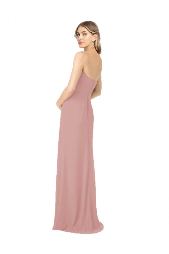 Draped Strapless Sheath Long Chiffon Bridesmaid Dress UK