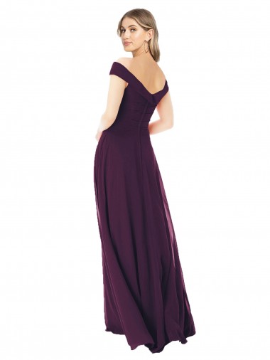 Classic Off the Shoulder Draped Chiffon Bridesmaid Dress UK