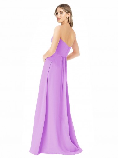 Draped Strapless Floor Length Chiffon Bridesmaid Dress UK