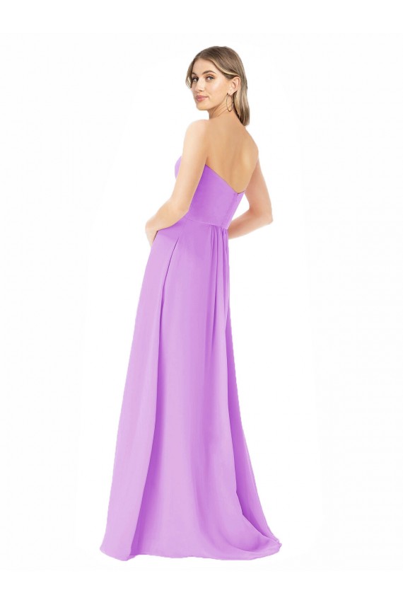 Draped Strapless Floor Length Chiffon Bridesmaid Dress UK