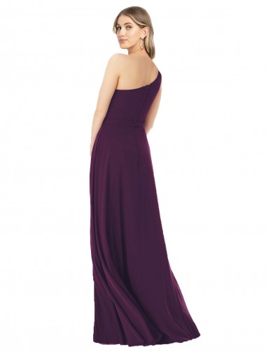 One Shoulder Chiffon Bridesmaid Dress with Tie Belt UK