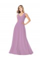 Simple Chiffon V-Neck Bridesmaid Dress with Draped V-Back UK