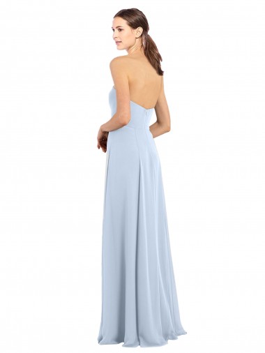 Fitted Strapless Full Length Chiffon Bridesmaid Dress with Front Slit UK