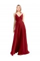 A-Line Spaghetti Straps V-Neckline Chiffon Bridesmaid Dress Open Back UK
