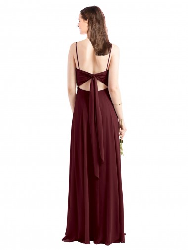 Sleek Fit and Flare Long Scoop Neck Chiffon Bridesmaid Dress with High Side Slit UK