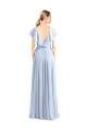 V-Neck A-Line Flutter Sleeves Long Chiffon Wrap Style Bridesmaid Dress UK