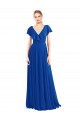 V-Neck A-Line Flutter Sleeves Long Chiffon Wrap Style Bridesmaid Dress UK